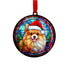 Pomeranian in Santa Hat Suncatcher Decoration